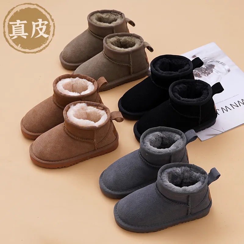 真皮儿童雪地靴冬季加绒加厚棉鞋