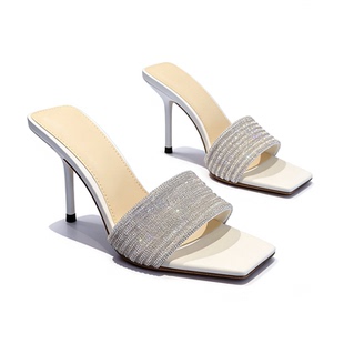 杨树林同款裸色水钻一字带凉鞋女2026夏新款仙女风露趾高跟凉拖鞋