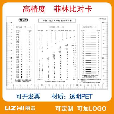菲林污点卡 标准点线规 菲林尺 比对卡片 外观检验规刮伤异物卡LZ