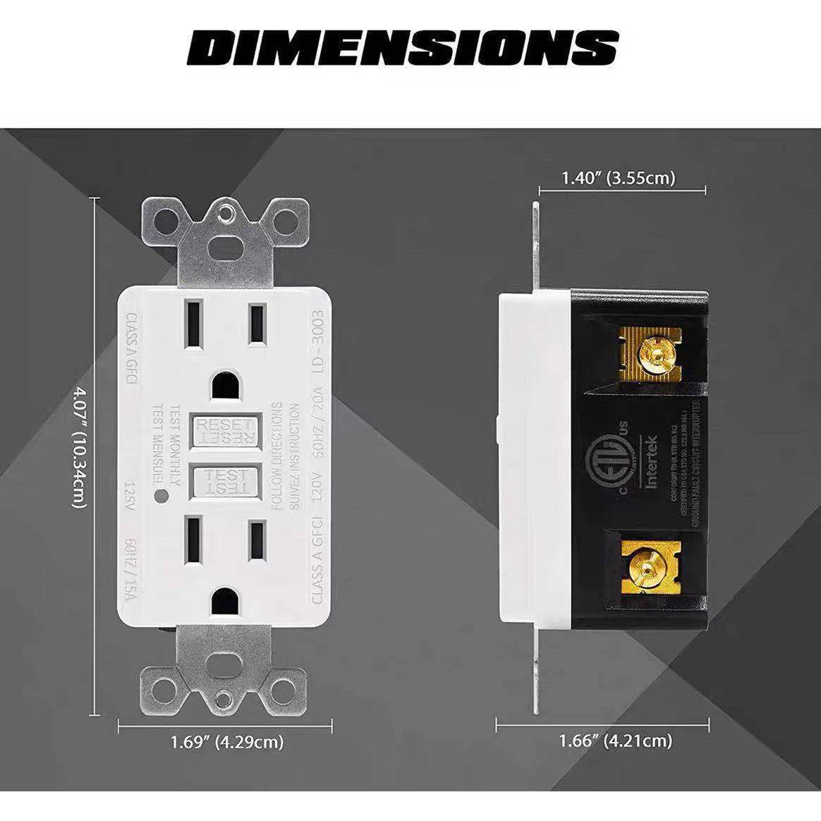 美式GFCI漏电保护插座接地故障保护LED灯插座带面板