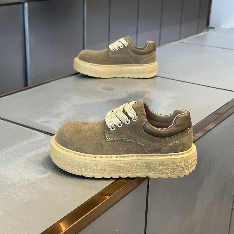 男鞋冬季加绒2025新款英伦风工装马丁靴低帮软底男士休闲大头皮鞋