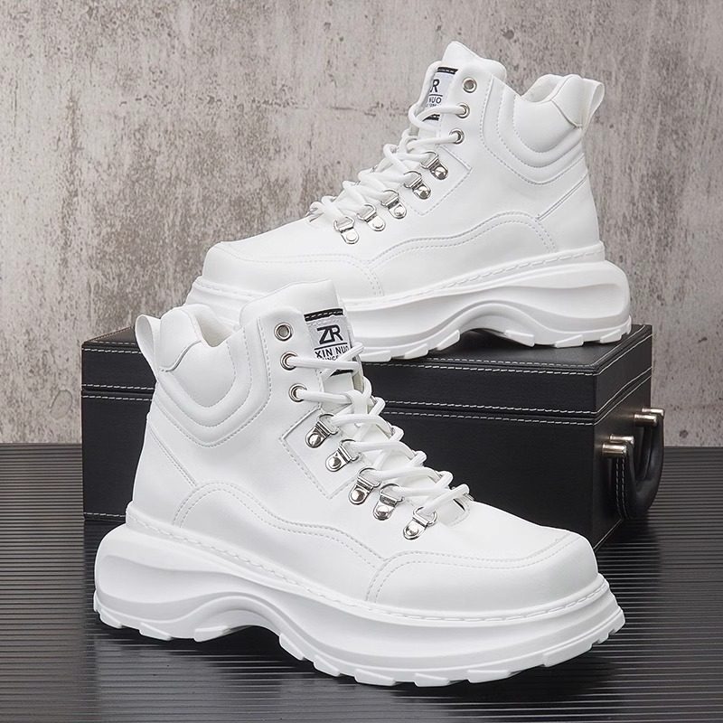 马丁靴男中帮冬季加绒2025新款小白鞋短靴英伦风高帮男士工装靴子