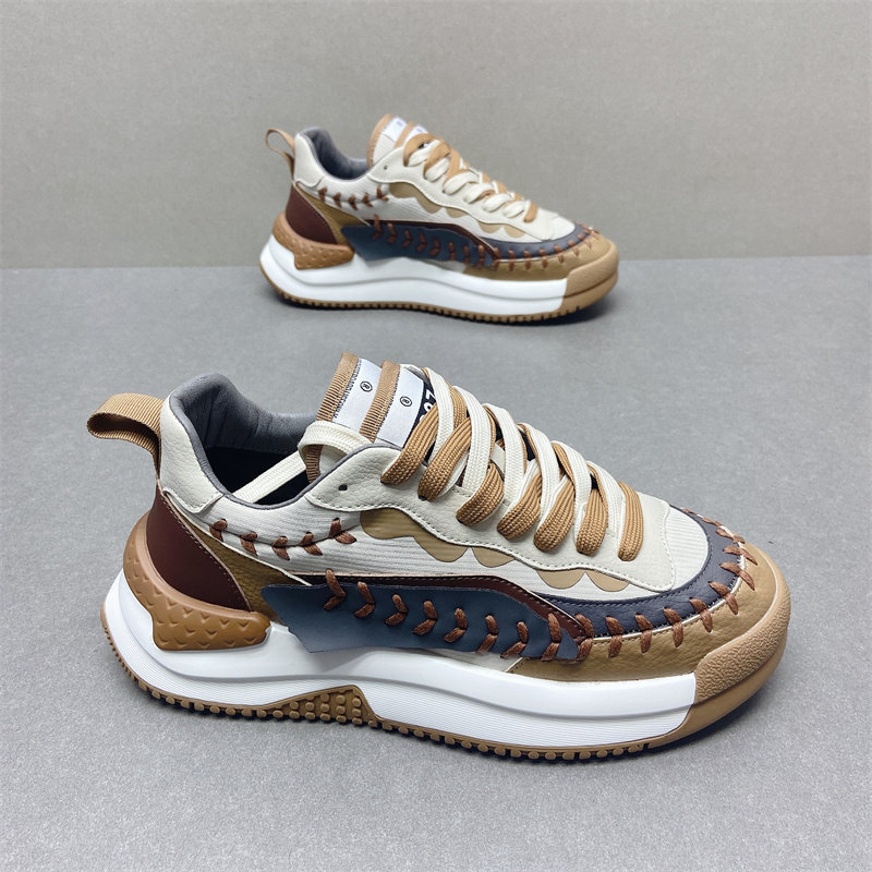 男鞋秋季透气2025新款板鞋休闲鞋子潮鞋跑步运动鞋男士厚底老爹鞋