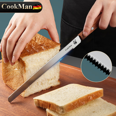 日韩ins博主同款木柄面包刀锯齿