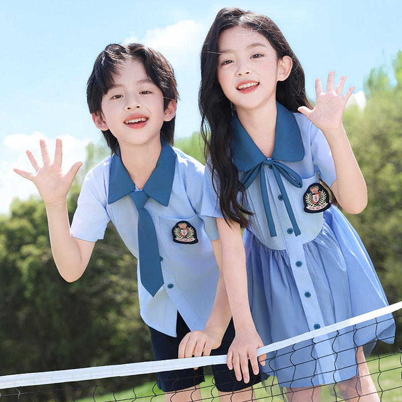 小学生夏季新款校服连衣裙两件套幼儿园合唱团表演服儿童毕业班服