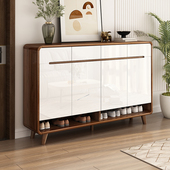 实木鞋 柜全实木玄关柜白色门扇客厅隔间柜一体收纳柜阳台储物柜子