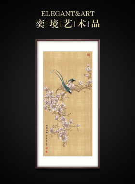 新中国风入口装饰画、入口门挂画、工笔画、花鸟、覆古中国画、字
