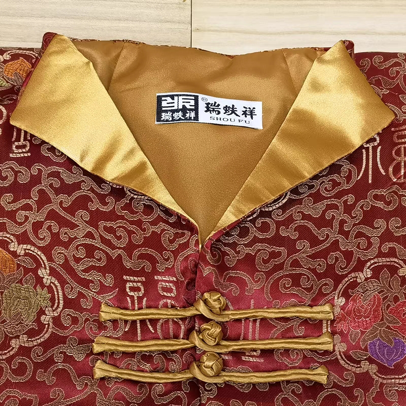 热销瑞蚨祥寿衣女时尚唐装全套 北京实体一条龙服务 高档纯棉殡葬