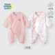 婴儿连体衣春秋纯棉新生儿衣服初生宝宝蝴蝶哈衣和尚服 2件装