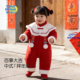 拜冬年服 婴儿连体衣秋冬棉服暖姜恒温夹棉过年喜庆红宝宝衣服