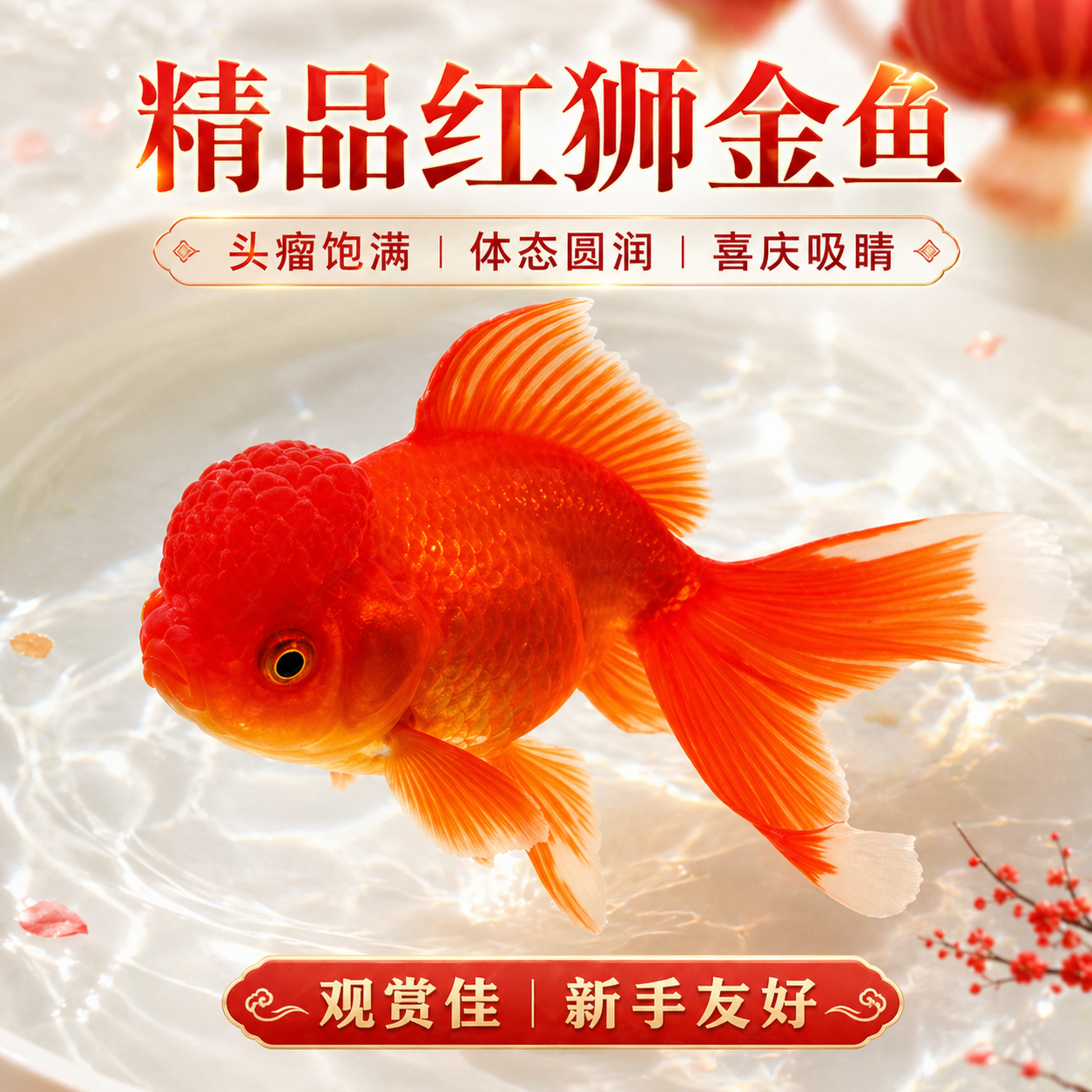 金鱼观赏鱼活鱼国运红狮冷水淡水鱼自来水可养好养耐活懒人鱼