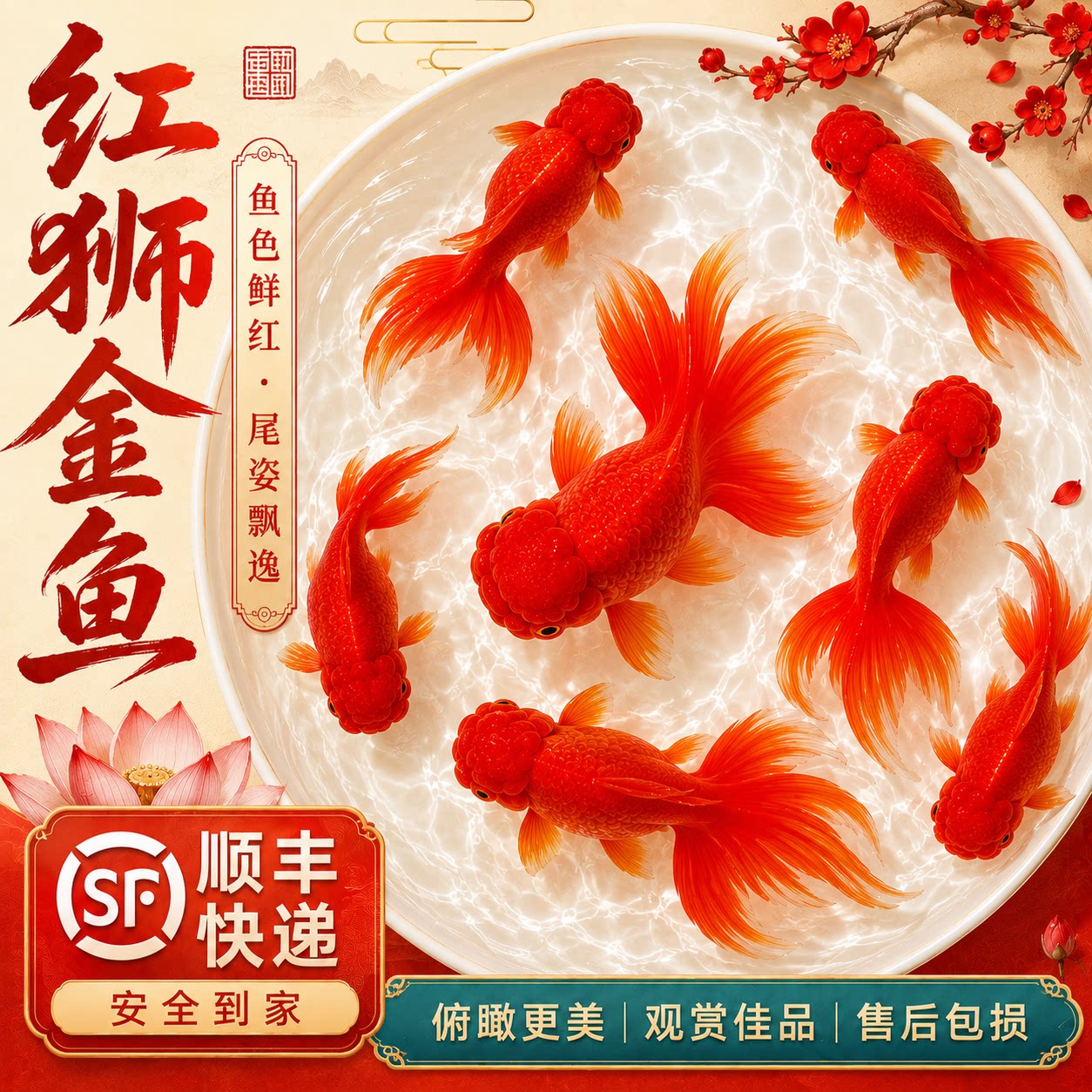 红狮金鱼国师龙晴冷水淡水小金鱼活鱼锦鲤家好养耐活自来水观赏鱼