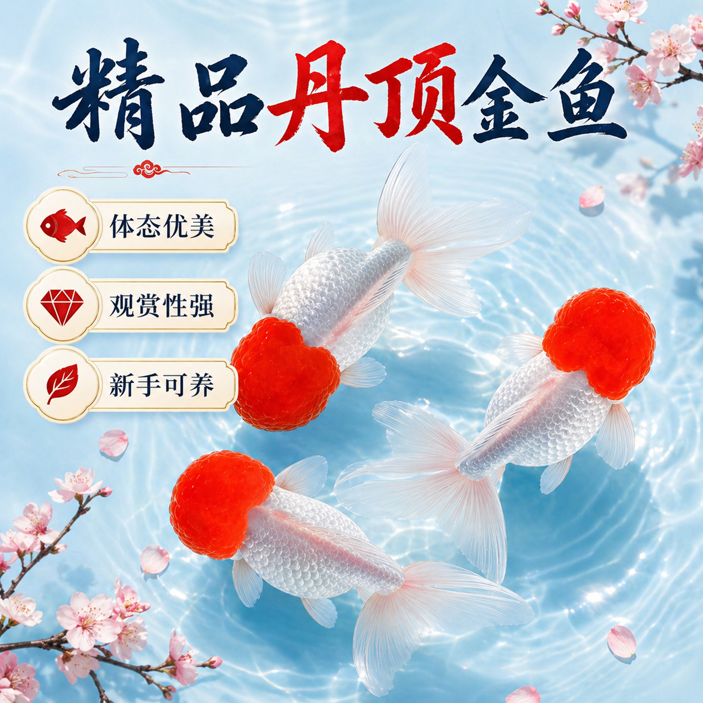 鹤顶红金鱼活鱼观赏鱼小型淡水冷水鱼苗自来水好养耐活鸿运当头鱼