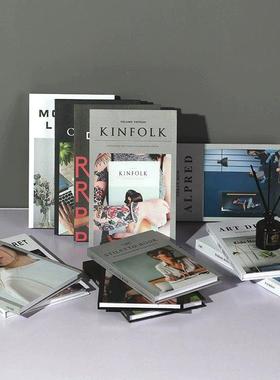 北欧简约风假书样板间客厅书房装饰摆件办公室书柜仿真书道具模型