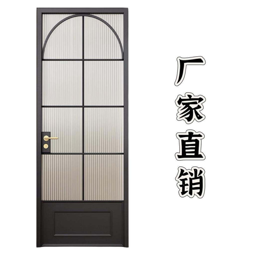 法式复古厕所门推拉门合金极窄边滑门玻璃门隔断移门卫生间门移门