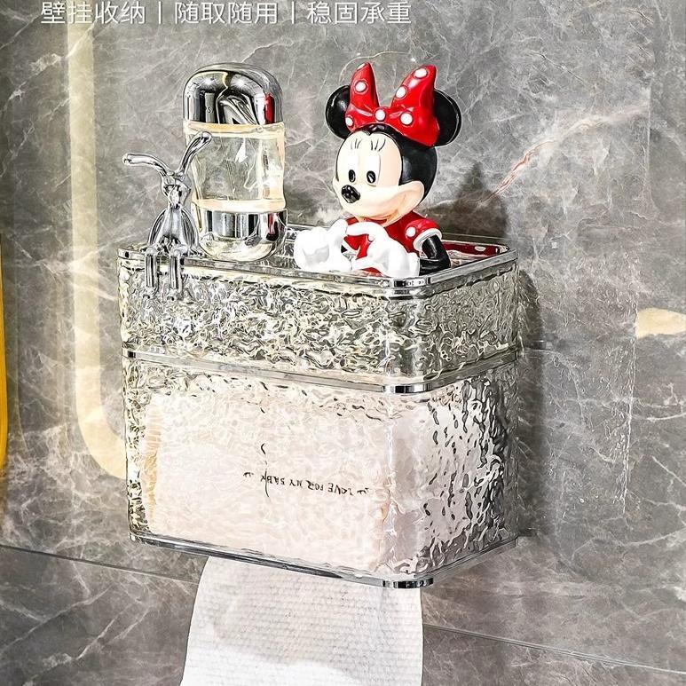 日本进口卫生间纸巾盒抽纸盒防水壁挂式免打孔厕纸盒厕所纸置物架