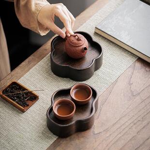 胡桃木干泡盘实木壶承家用办公室茶盘隔热垫复古茶道配件功夫茶具