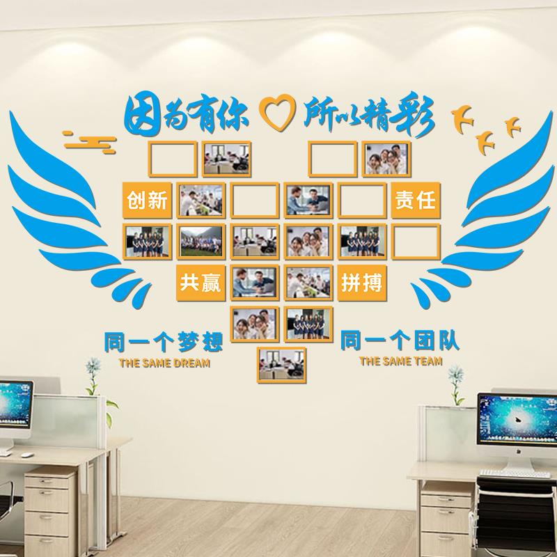团队员工风采展示照片墙企业文化墙公司办公室氛围布置墙面装饰