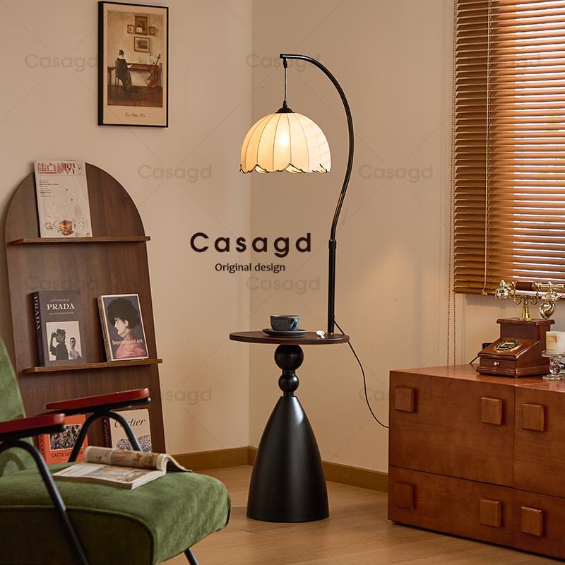 CASA中古落地灯客厅沙发旁置物边几无线充法式覆古卧室床头气氛灯