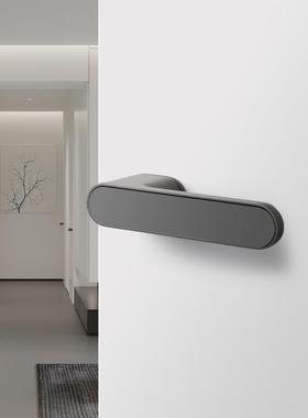 极简卧室门锁房间木门生态门把手灰色简约家用磁吸静音室内房门锁