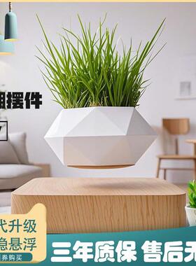 磁浮花盆木雕潮流客厅摆件网红创意花店装饰灯泡黑科技礼物礼品