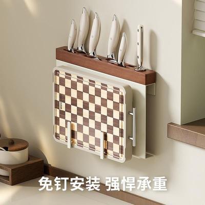 日本刀架置物架壁挂式厨房高颜值磁吸菜刀架筷笼刀具一体收纳层架