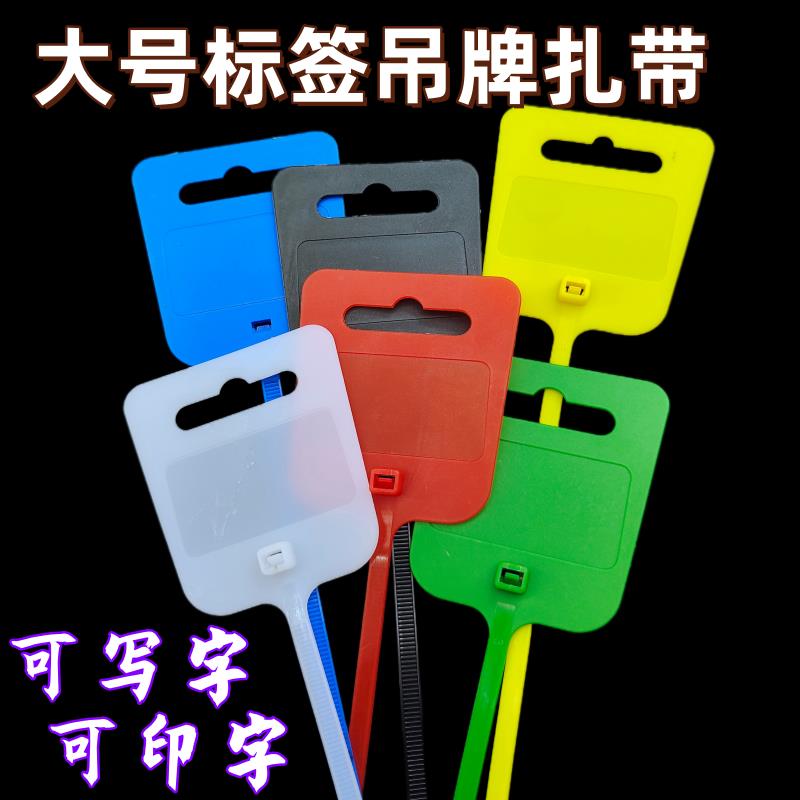 塑料彩色自锁式大号尼龙标签扎带红色防盗卡扣固定标记束线 线勒