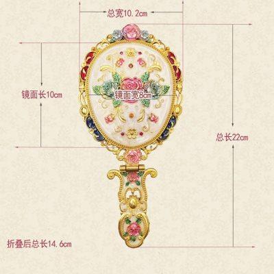 复古宫廷风公主可爱手柄镜便携手持手拿镜子化妆镜金属大号可折叠