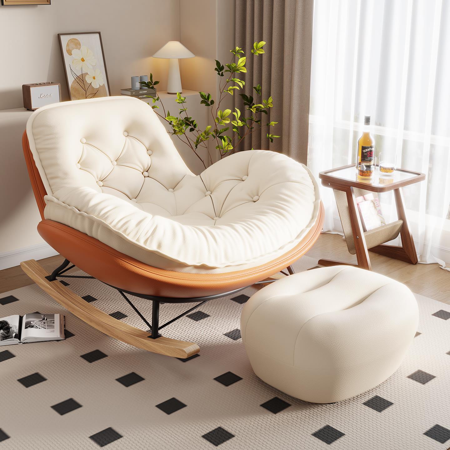 家用客厅阳台休闲椅可睡可躺摇摇椅躺椅单人设计师懒人沙发椅