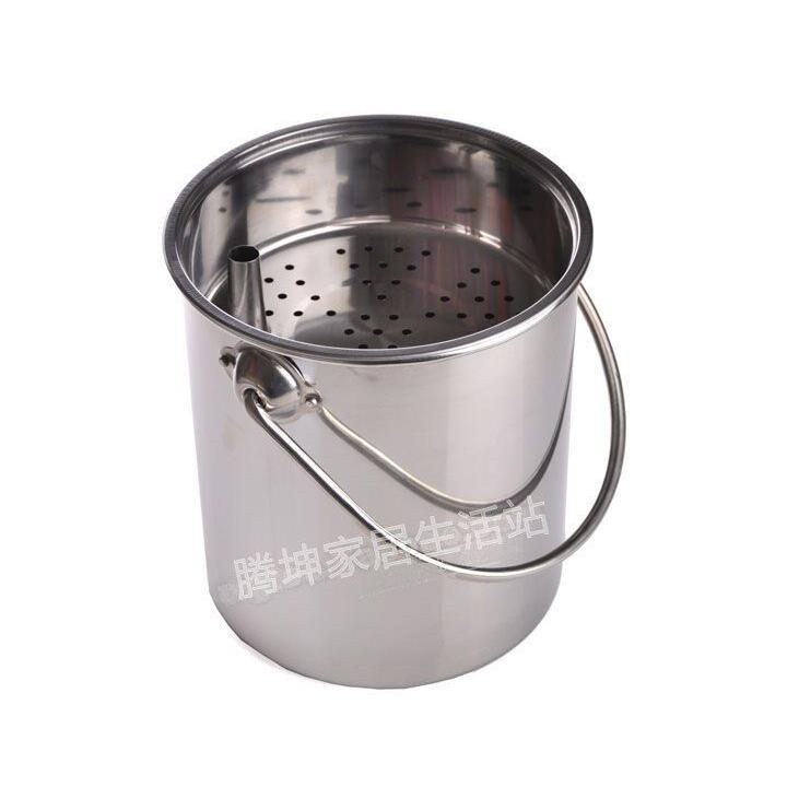不锈钢茶水桶大小号带盖子茶渣桶加厚家用排水桶垃圾桶带过滤排水