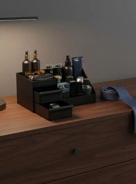 3-in-1 Men’s Perfume Organizer with Hidden Drawers  Keeps C