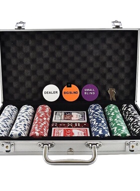 300 Chip Dice Style Poker Set Aluminum Case Taxas 筹码套装