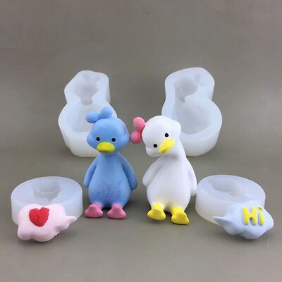 3D Cute Cartoon Duck Silicone Mold DIY Scented Candle Plaste