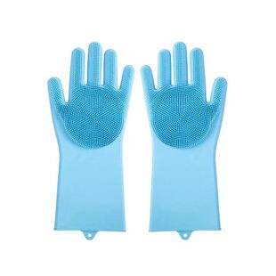 Purpose Multi Silicone Glove Gloves Scrubbing Cleaning Blue