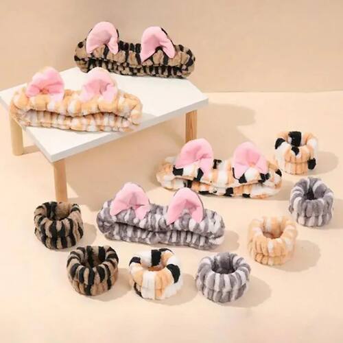1Pcs Tiger Pattern Plush Hair Hoop Set Soft Cute Cat Ear Hea