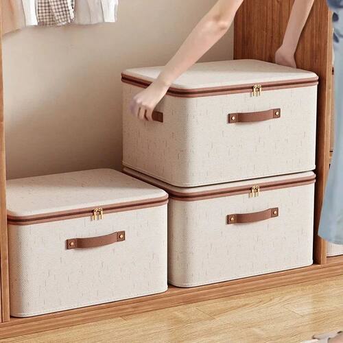 Zip Lidded Wardrobe Storage Bins,Collapsible Fabric Storage