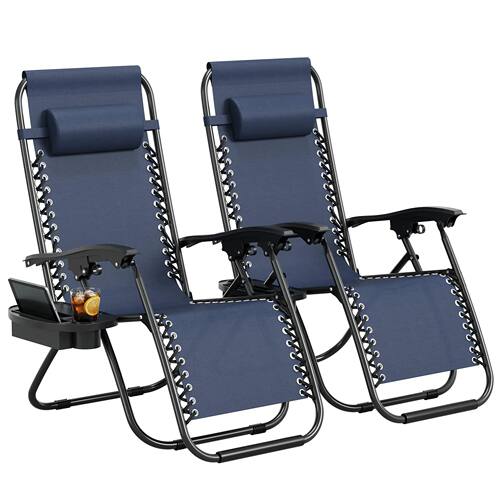 Zero Gravity Chair Set Of 2 Patio Lounge Chairs With Pillow