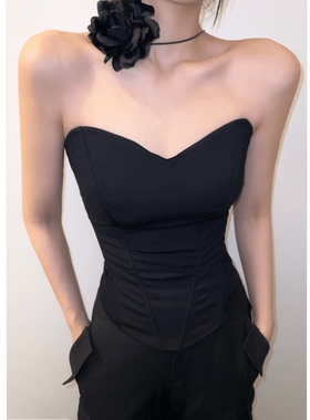 BETTER ME 欧美风性感立体鱼骨束身抹胸修身背心显瘦内搭露肩上衣