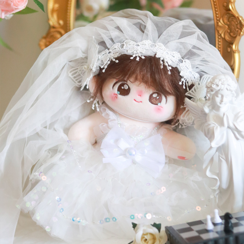 20cm棉花娃娃女娃衣服婚纱礼服连衣裙子毛绒公仔玩偶换装原创现货