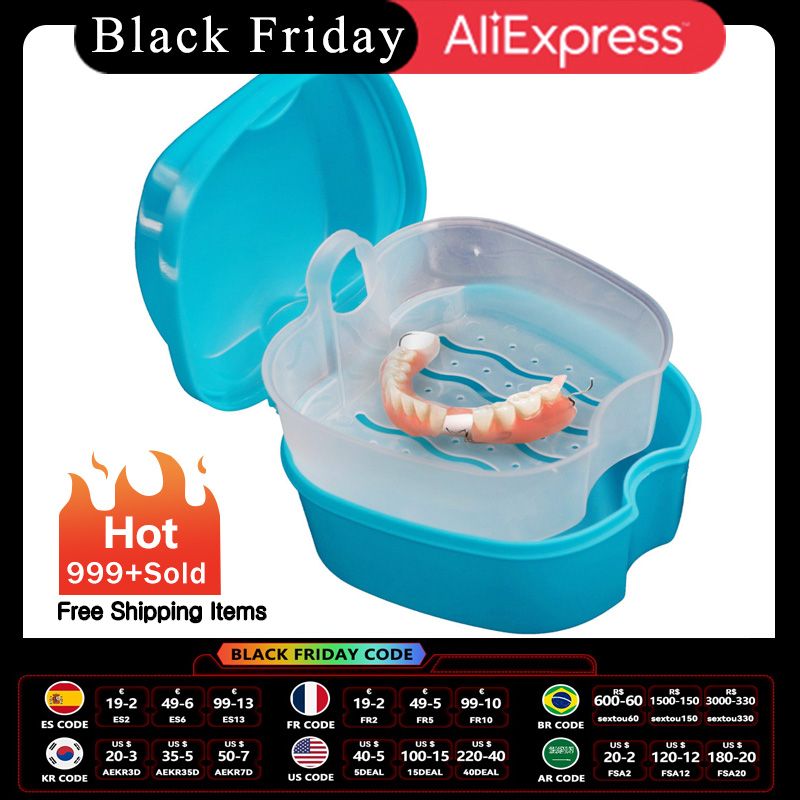 Denture Bath Box Cleaning Teeth Case Dental False Teeth Stor