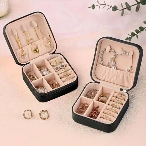 Leather Minimalist Jewelry Box with Lid Organizer, Earrings,