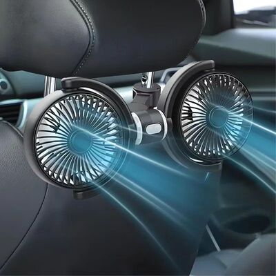 Summer Car Fan USB Free-Rotation Dual-Head Car Headrest Cool