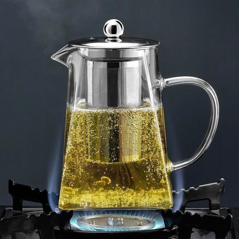 Kung Fu Tea Sets Heat Resistant Glass Teapot With Stainless