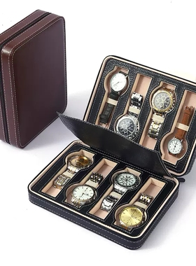 8 grids watch display storage box case tray zippered travel