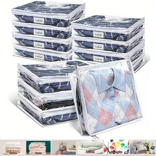 1PC PVC Transparent Foldable Storage Bag with Zipper Cotton