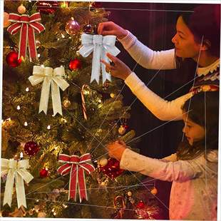 silver bow gold Christmas decoration pink Red