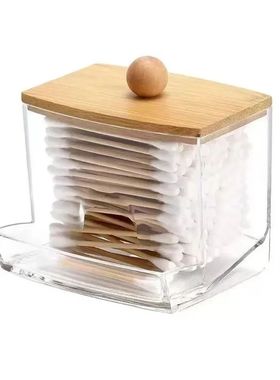 Acrylic Storage Box Bathroom Jar Makeup Organizer Cotton Rou