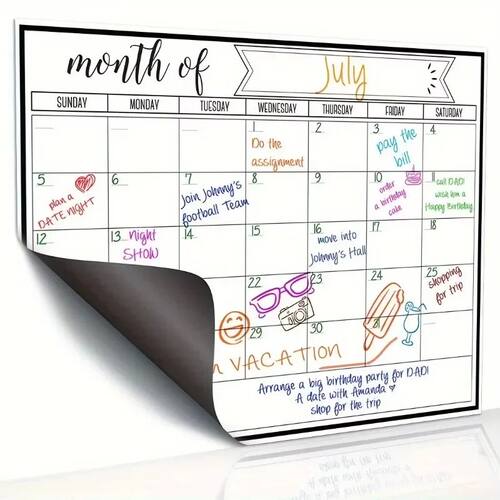 Magnetic Fridge Calendar & Planner,Strong Magnet Backing,Smo