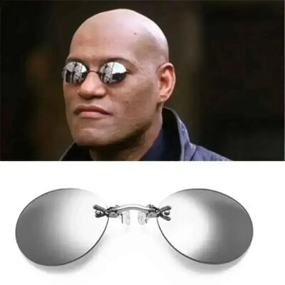 1-2PCS Clip On Nose Glasses Round Rimless Matrix Morpheus Su