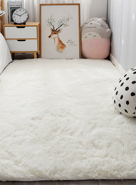 Nordic bedroom small carpet white plush bedside rug living